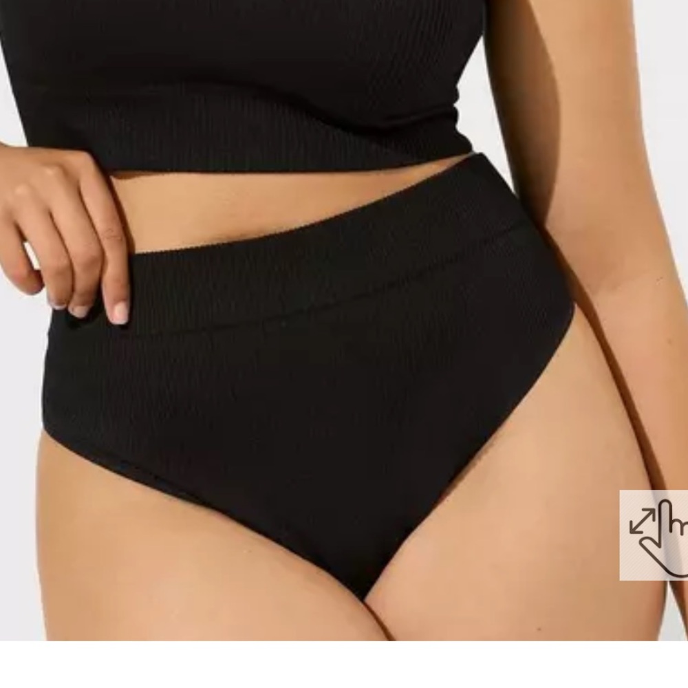 New Torrid Plus Size Black Seamless Rib High-Rise Thong Panty 2X